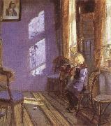 Anna Ancher Sunlight in the Blue Room oil painting